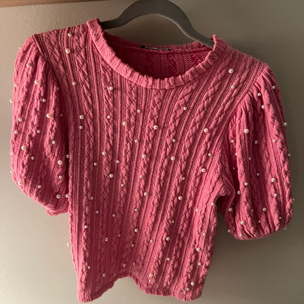 Zara pink with beaded pearl blouse